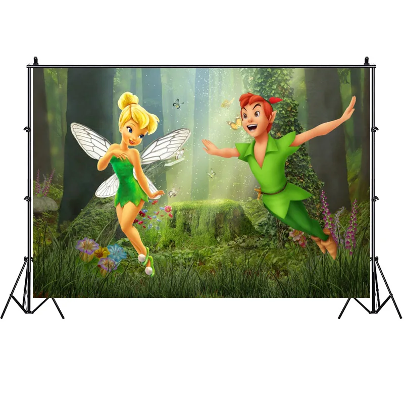 Feen-Fotohintergrund Tinkerbell Grün - Partydeko Für Geburtstag, Babyparty Oder Märchenfeier | 1,5x0,9m