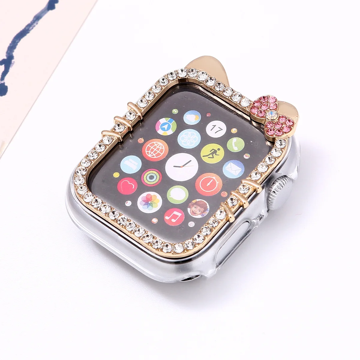 Protective Case for Apple Watch 9/8/7 41 46mm 45mm Bling Rhinestone Bumper Frame Cover iWatch Series 10/6/5/4 SE 40mm 44mm