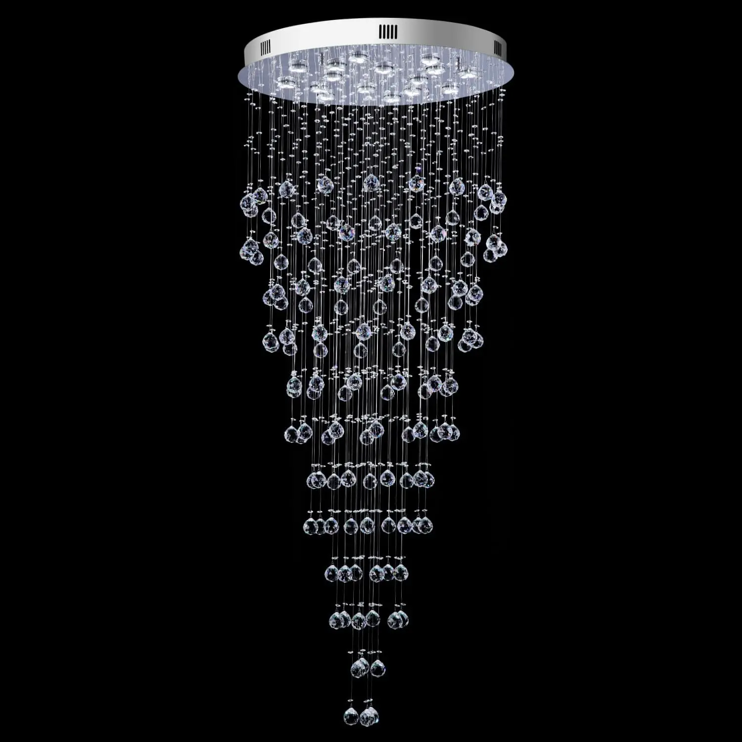 

Staircase Crystal Chandeliers Large Foyer Chandelier for High Ceiling -16 Lights Modern Raindrop Spiral Chandeliers