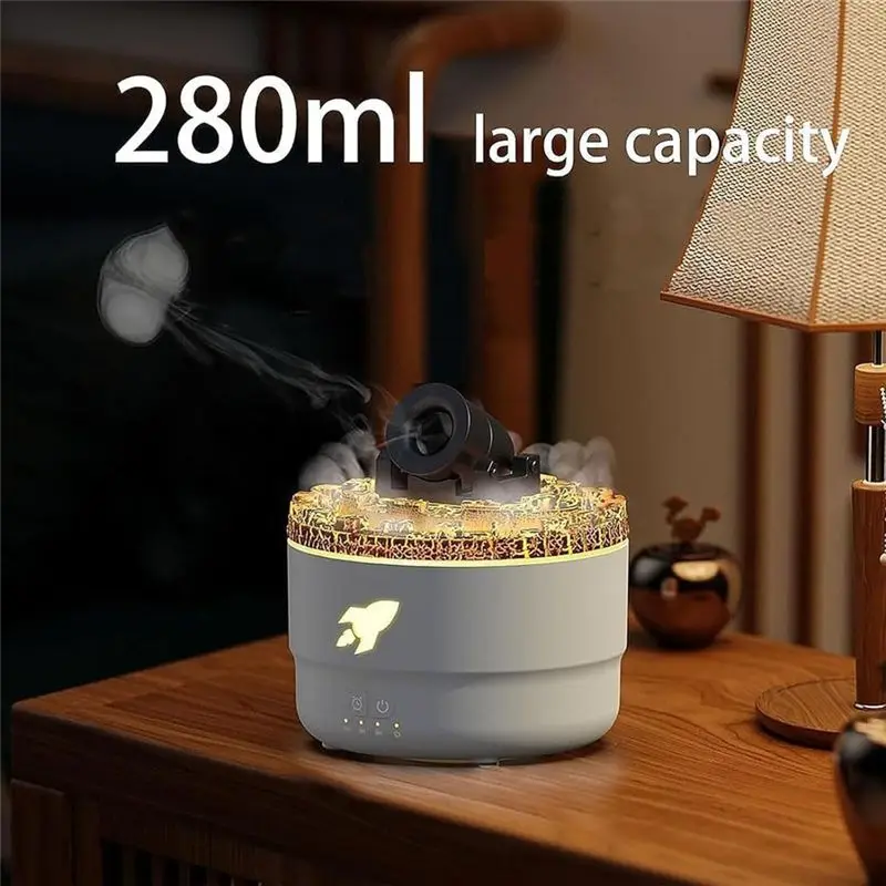 A50F-2PCS 미니 캐논 가습기 아로마 디퓨저 2가지 모드 7색 LED 타이머 및 조절 가능한 설정 터렛 가습기 B