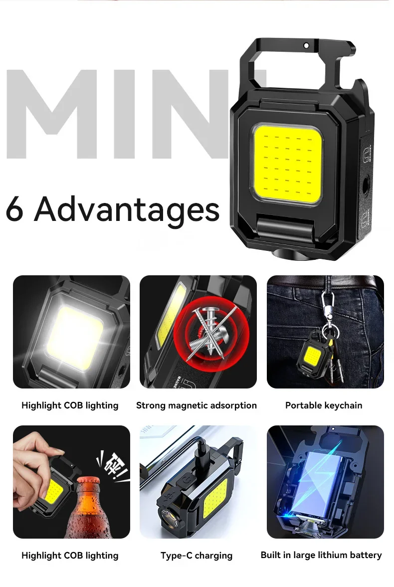Description Picture 4 of itemMini Flashlight 1000MAH Multi-Function Key Dual light Source Bright Emergency Work light High Brightness Climbing Camping Light