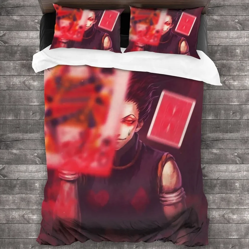 Anime Hunter X Hunter Bedding Set 3 Pieces Cartoon Duvet Cover Quilt Cover Japanese Manga Home Textiles Bedroom Decor