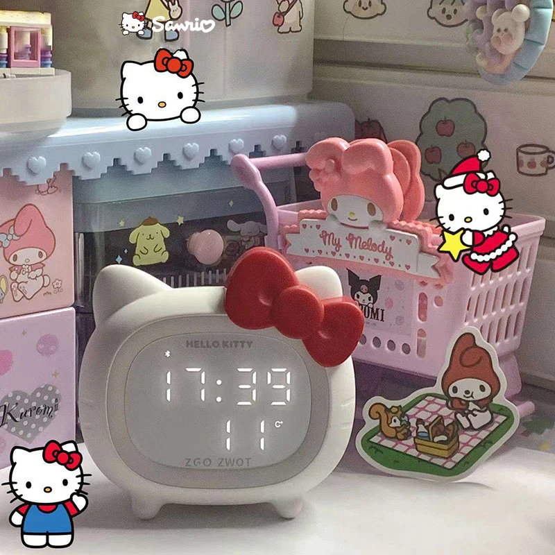 

Sanrio Hello Kitty Smart Alarm Bluetooth Speaker Anime Cartoon Kawaii Cute for Student Women White Nice Good Looking Durable