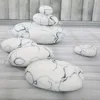 Three-Dimensional Curve Living Stones 7 Piece Set Floor Pillows Mixed Designs Home Decoration Stuffed Throw Pillows White 1