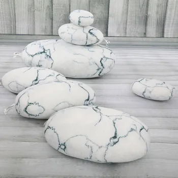 Three-Dimensional Curve Living Stones 7 Piece Set Floor Pillows Mixed Designs Home Decoration Stuffed Throw Pillows White 1