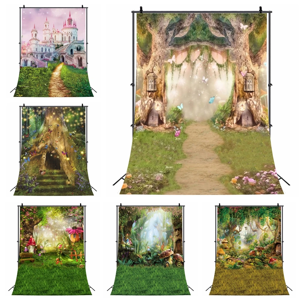 

Spring Forest Backdrop Fairy Tale Fantasy Elves Nature Scenery Kids Art Portrait Baby Shower Photography Background Photo Studio