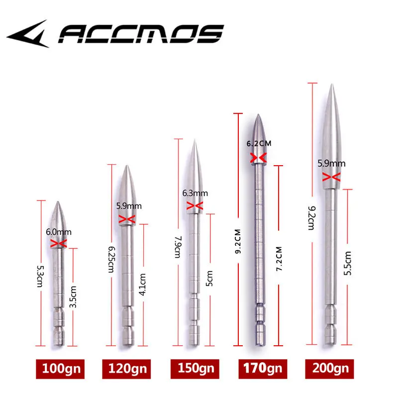 50Pcs Stainless Steel Bullet Points Tip for ID4.2mm Arrow Shaft Arrowheads DIY Archery Accessory 80 Grain 100 Grain 120 Grain
