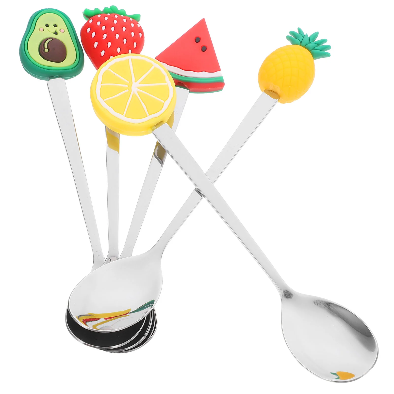 Stainless Steel Fruit Spoons Dessert Spoon Mini Spoons Small Dessert Honey Spoon Pudding Household Scoop 5 Pcs