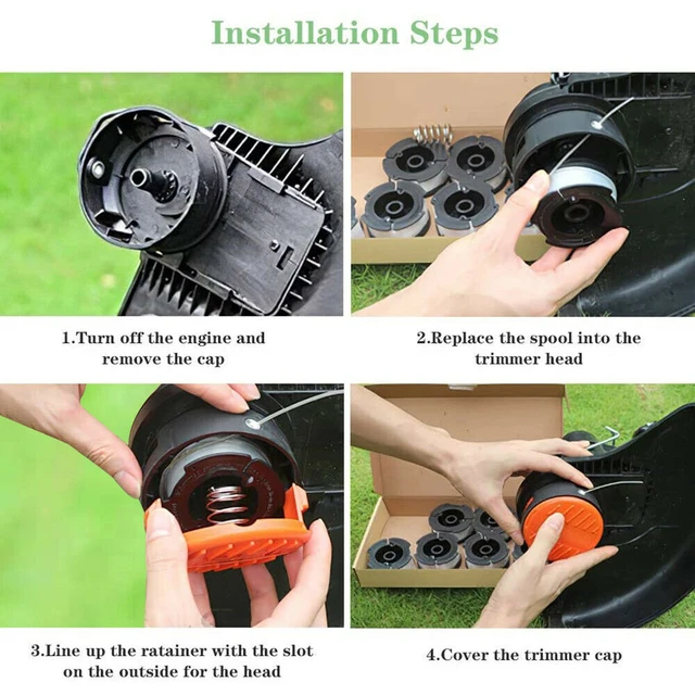 4Pcs Trimmer Coil Set Cover Spring For Black Decker Lawn Black And