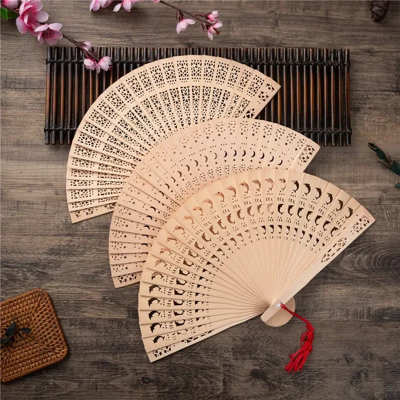 

1Pcs New Wooden Hand Flower Bamboo Pocket Fan Decoracion Fiestas Original Chinese Japanese Folding Fan For Home Decor