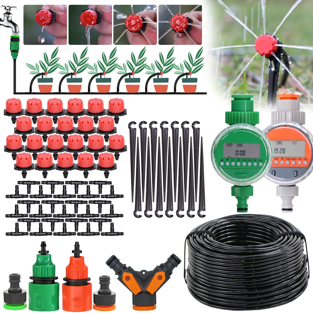 50M 5M DIY Drip Irrigation System Automatic Watering 8 hole Micro