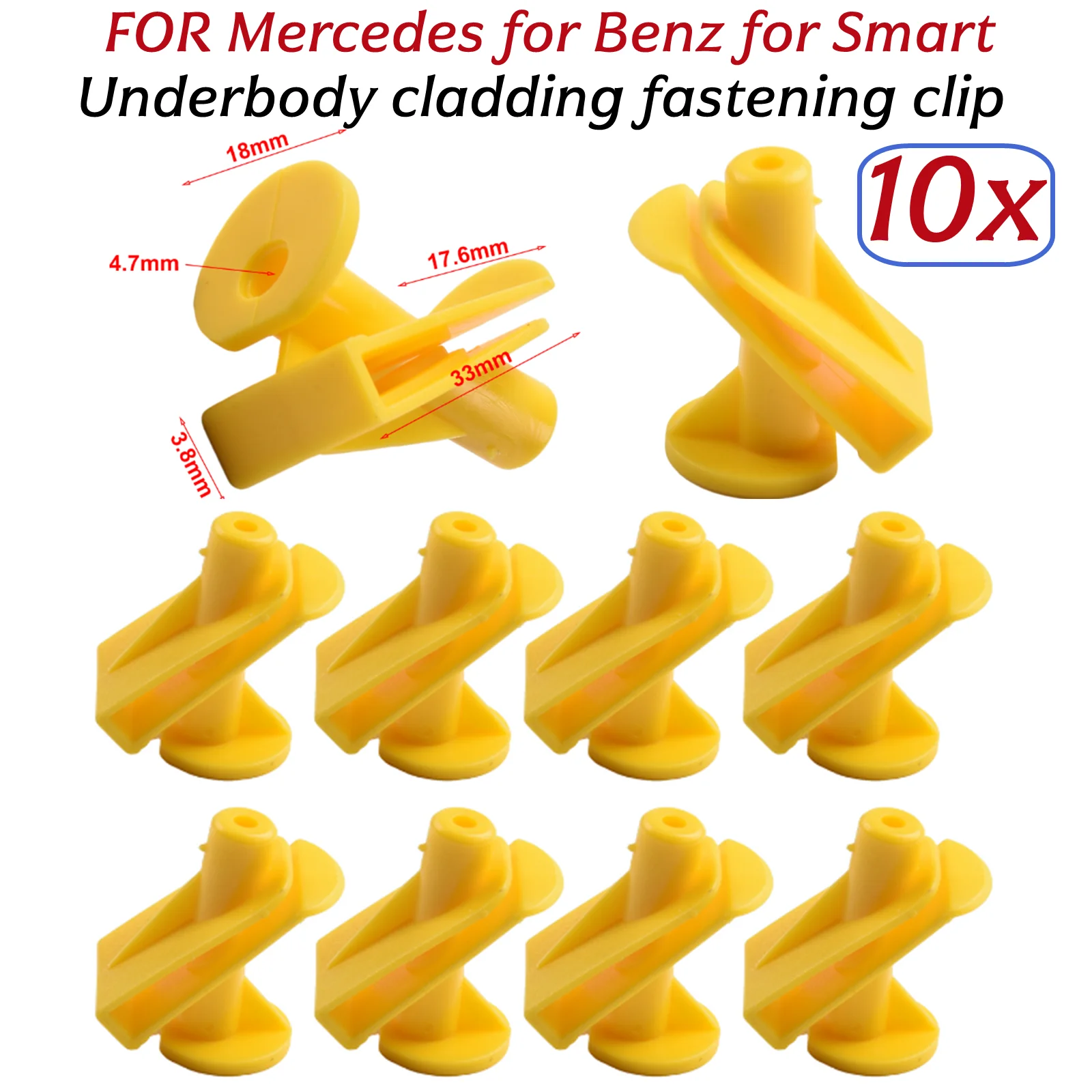 10 Clip Sottoscocca Motore E Scudo Sottoscocca Per Fortwo 450 451 Elementi Di Fissaggio Interni Auto In Plastica Gialla