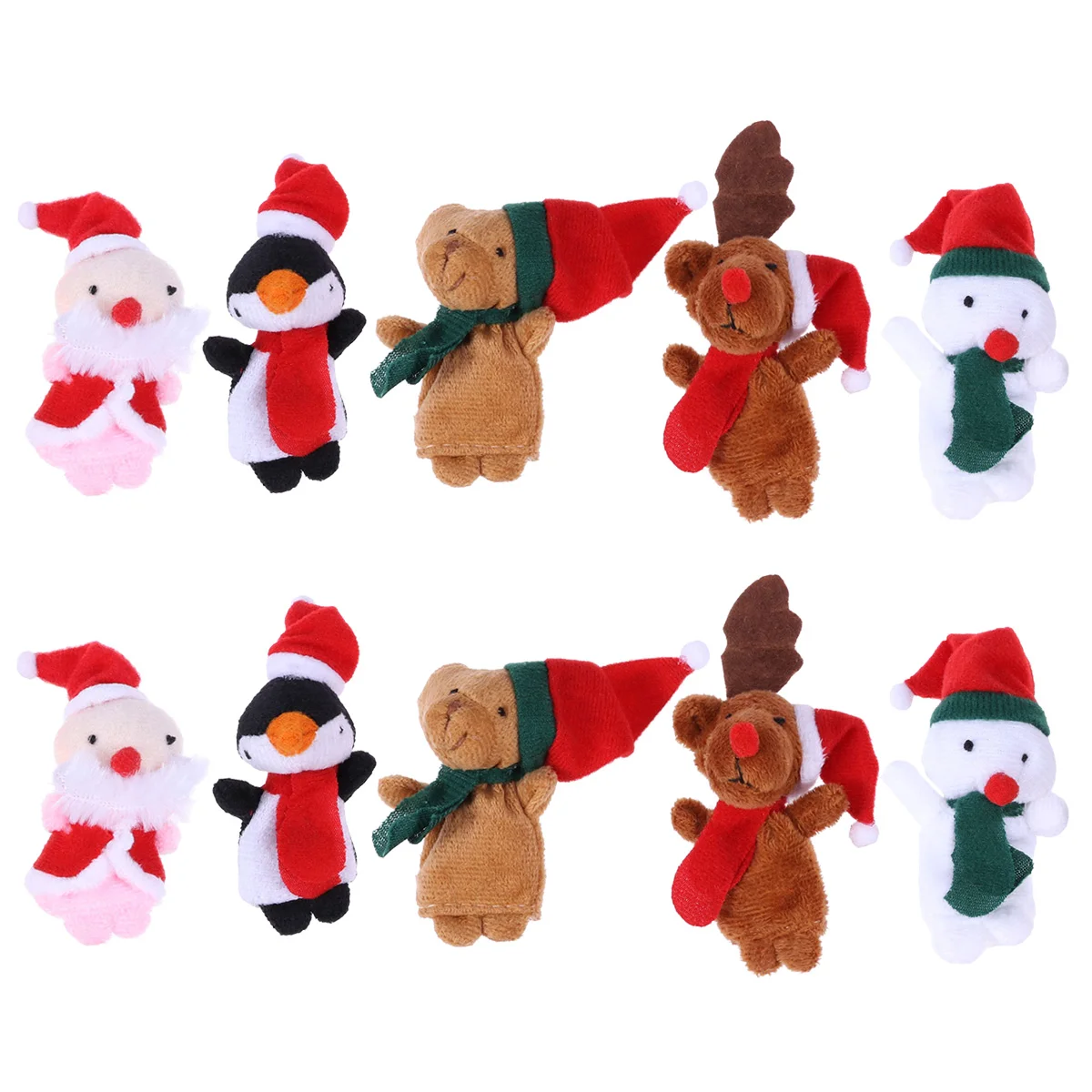 

10pcs Christmas Finger Puppets Plush Santa Elk Sonowman Finger Puppets Dolls Story Toys for Christmas Party Favors Gifts Bag