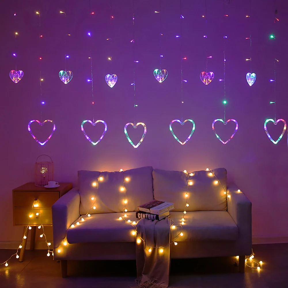 Luci a forma di cuore alimentate a batteria, luci di San Valentino con 10 LED rosse e rosa, infrangibili con timer remoto, luci a forma di cuore per esterni, decorazioni per matrimoni