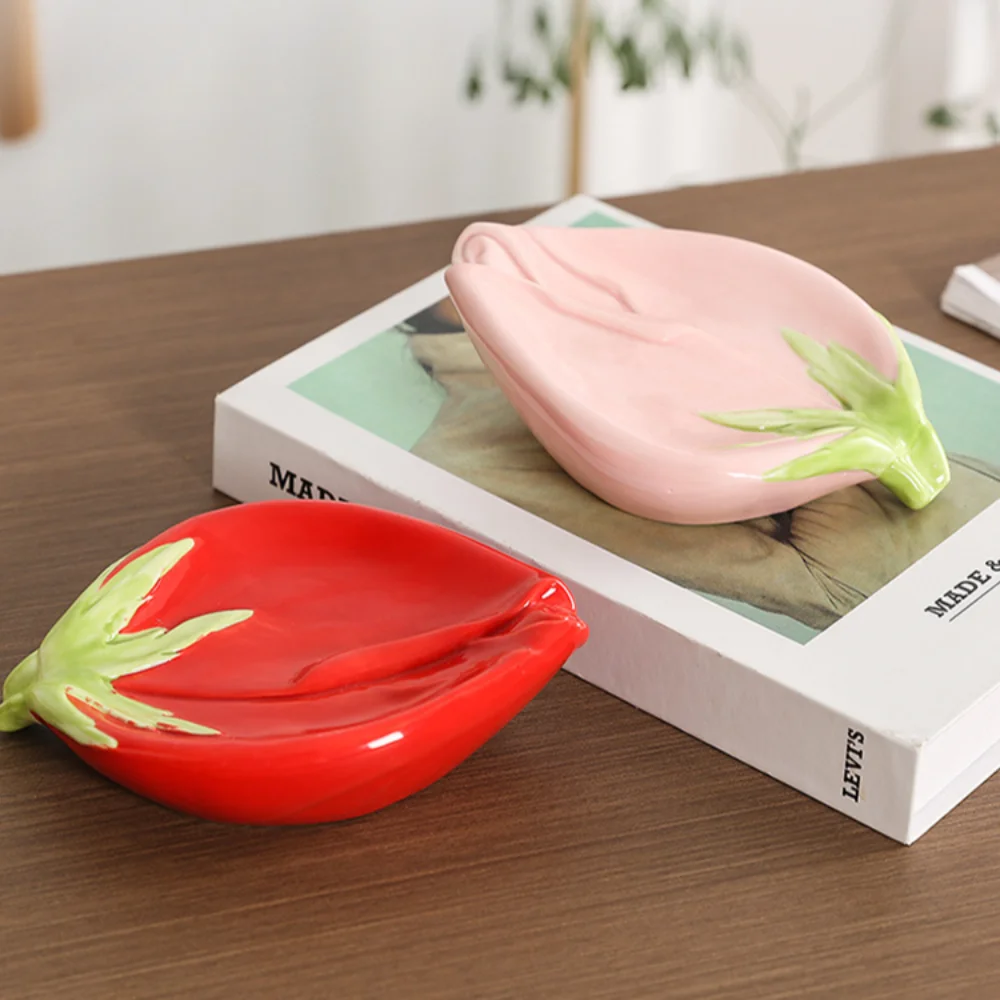 Ceramic Drain Soap Case Newfangled Easy To Rinse Rose Petal Soap Box Moisture-proof Quick Drain Roseleaf Soap Dish Decoration