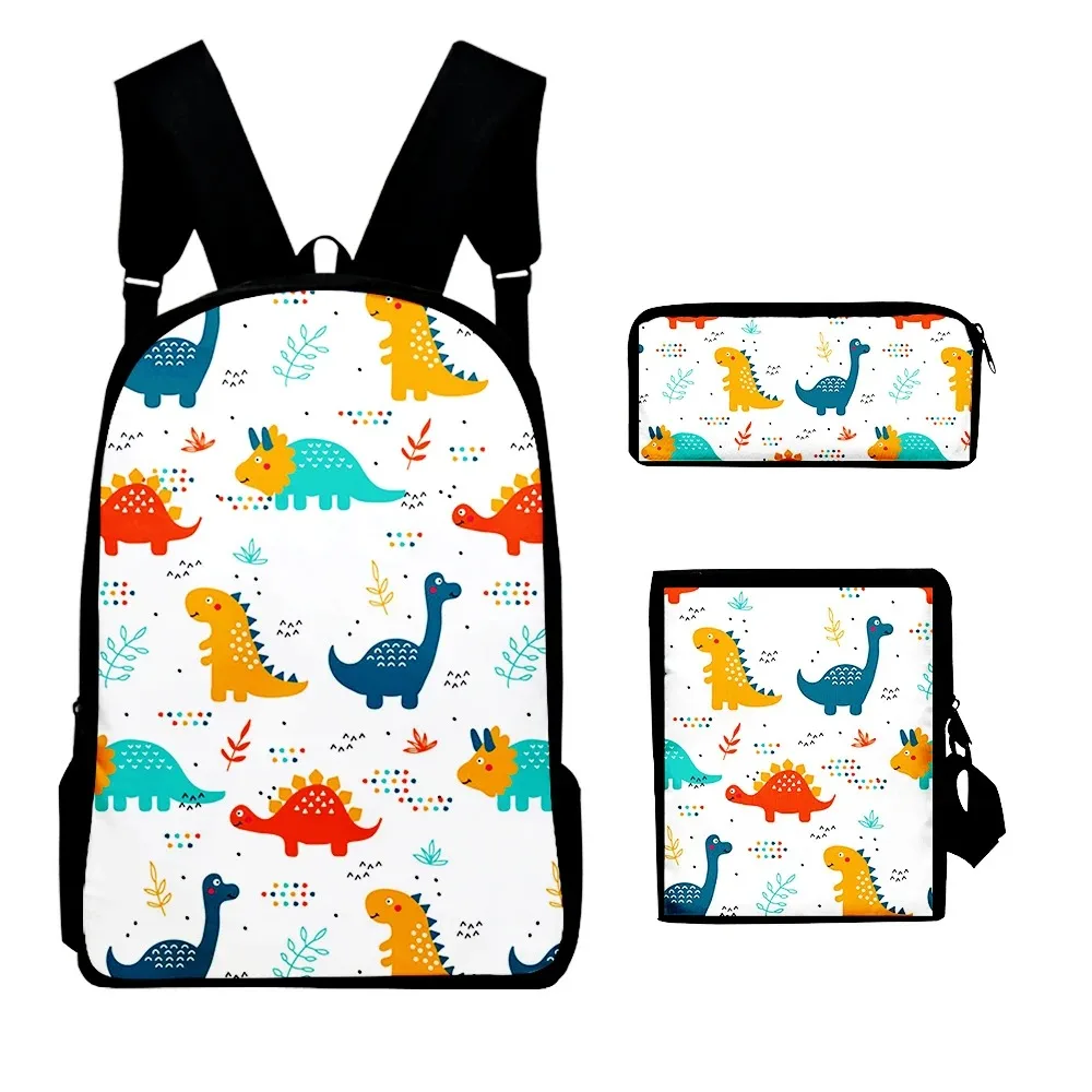 3D Dinosaur Printing Backpack, Student School Bags, Laptop Backpack, Tilt Shoulder Bag, Pencil Case, Popular Harajuku, 3Pcs per