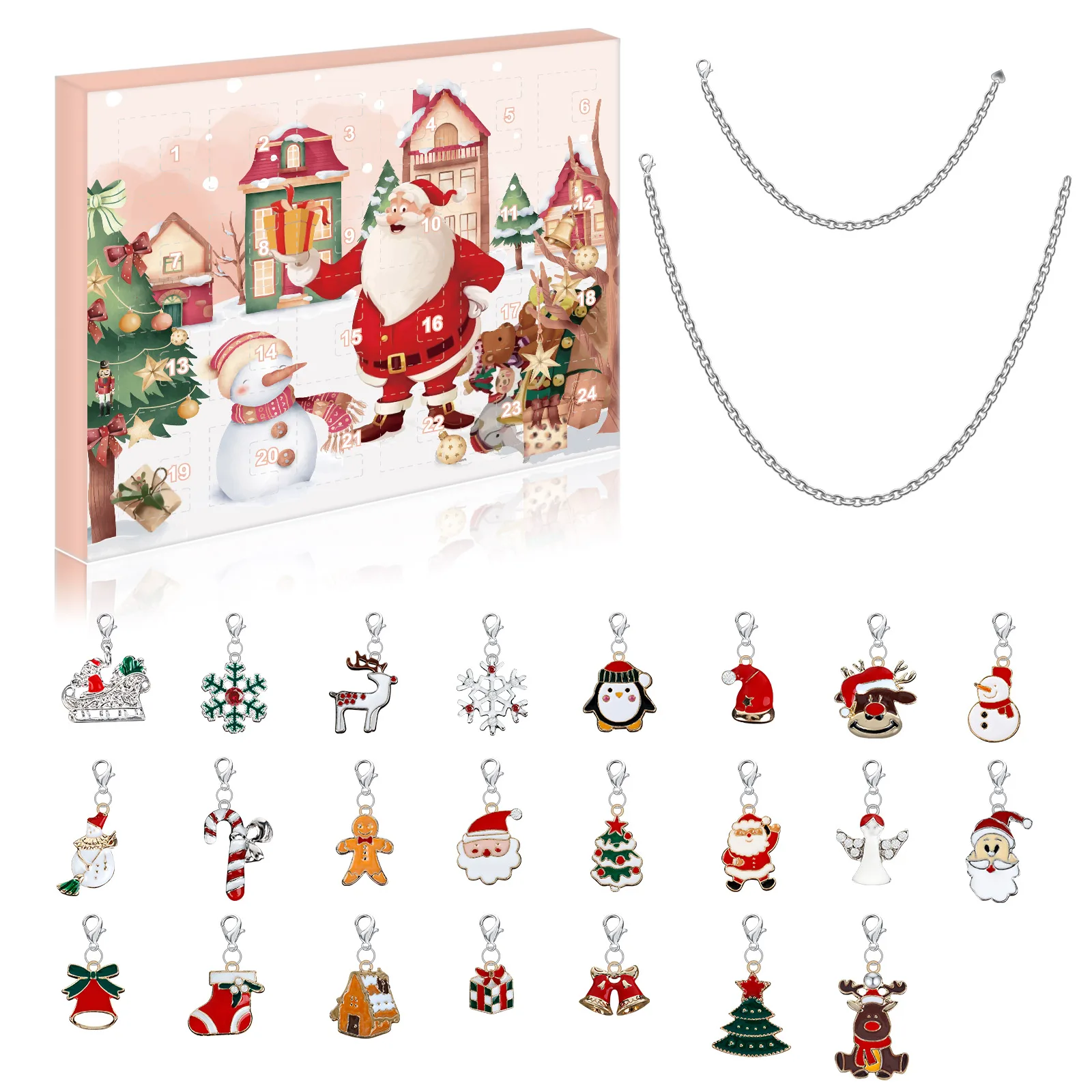 

Jewelry Advent Calendars for Kids 24 Days Christmas Countdown Calendars DIY Xmas Charms Bracelet Necklace Gift Box Kit