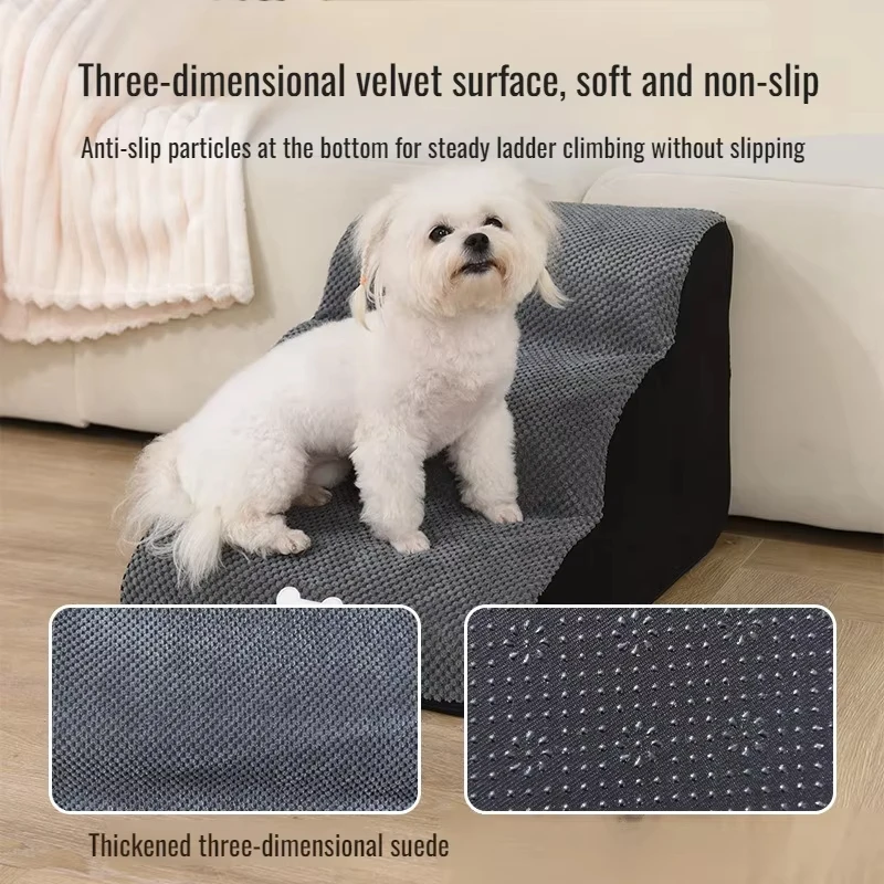 KEMORELA Pet Ramp Stairs Anti-Slip Wear-Resistant Removable and Washable Sponge Steps Cats and Dogs Four Seasons Universal