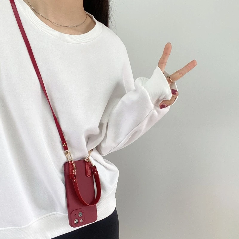 Versatile Crossbody Lanyard Handheld Wrist Strap Silicone Case