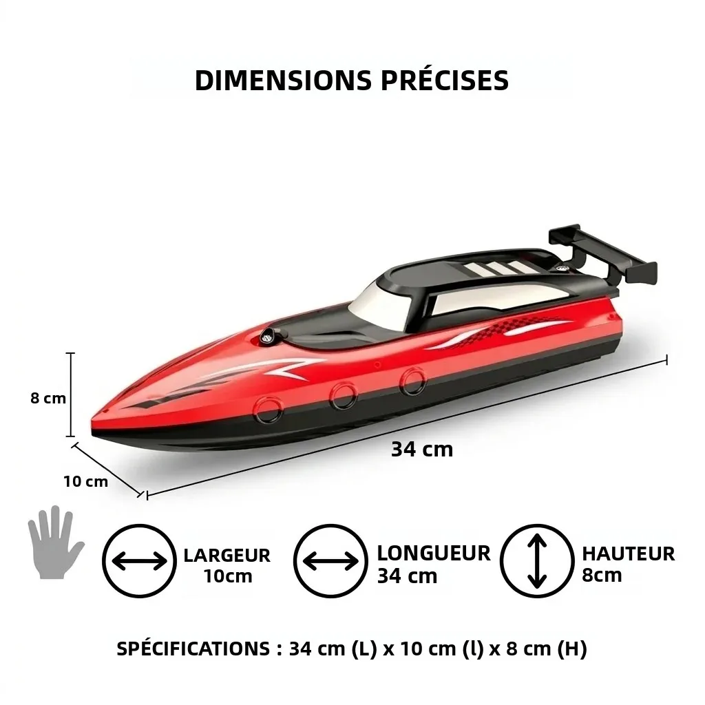Bateau RC 2.4GHz 3502-2 - 2 Batteries - Bleu/Rouge