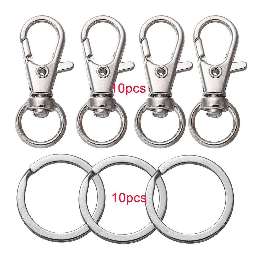 20 Moschettoni Girevoli In Lega Di Zinco - Portachiavi, Chiusure Per Borse, 38 Mm Argento