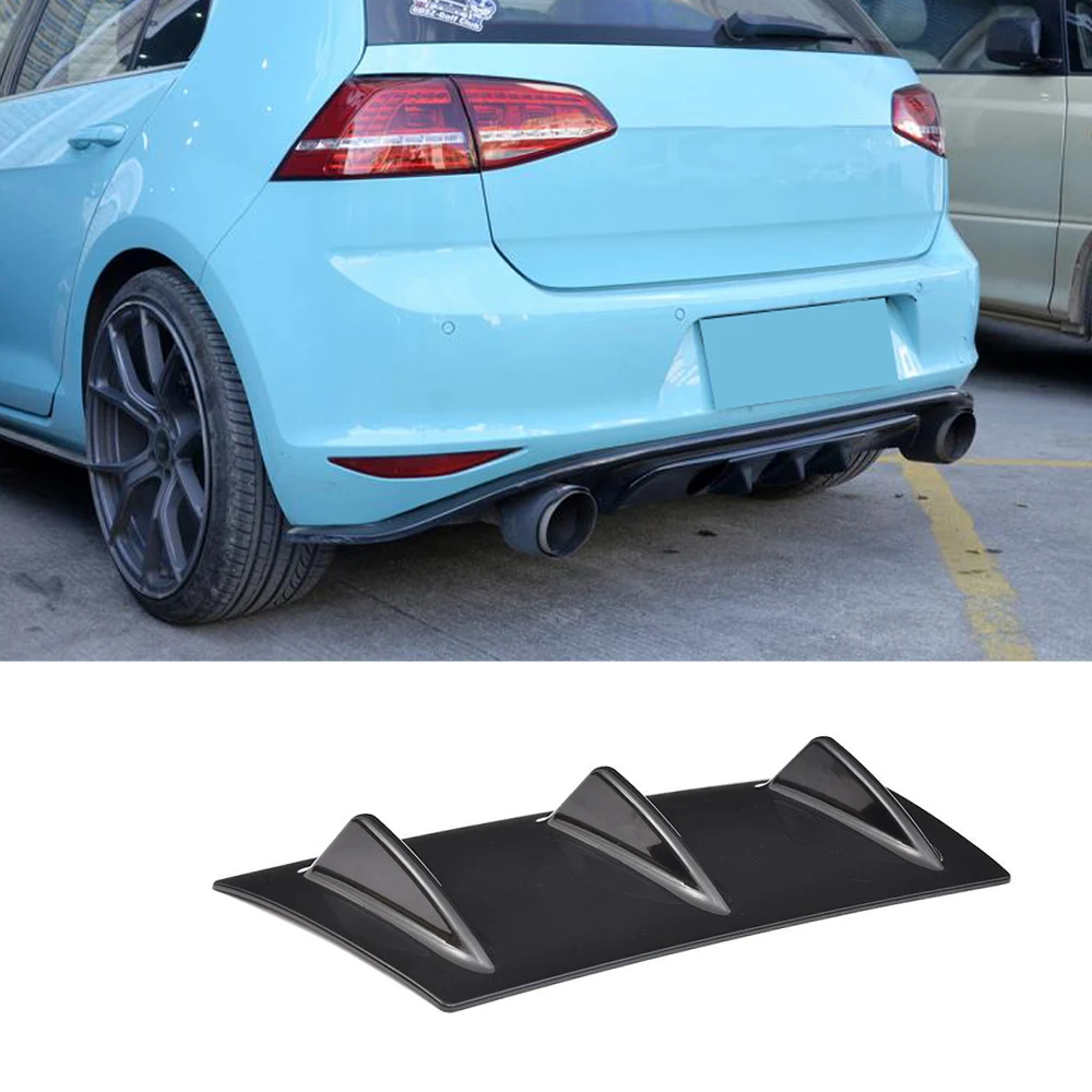 Universal Car Rear Bumper Diffuser Lip 5 3 Fin Shark Fin for BMW E46 E60 E90 for Ford Focus 2 Audi A3 Carbon Look /Glossy Black