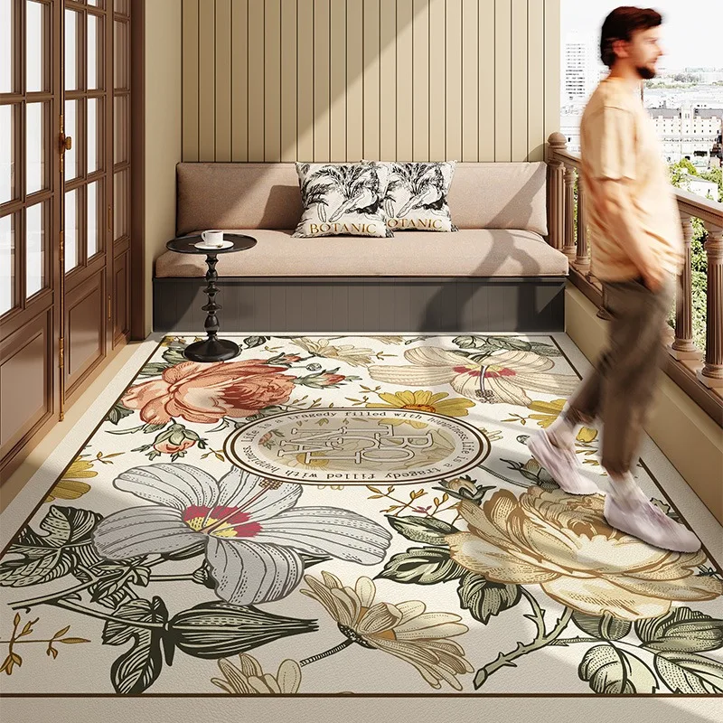 Large Balcony Carpet Waterproof Pvc Floor Mat Leather Non-slip Foot Mats Outdoor Carpetd Plant Flower Home Decoration Rug 3
