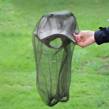 Nouveau chapeau anti-moustique filet visage tête protecteur pliable extérieur insectes mousqueton tête couverture Anti-moustique apiculteur filet masque Protection 1