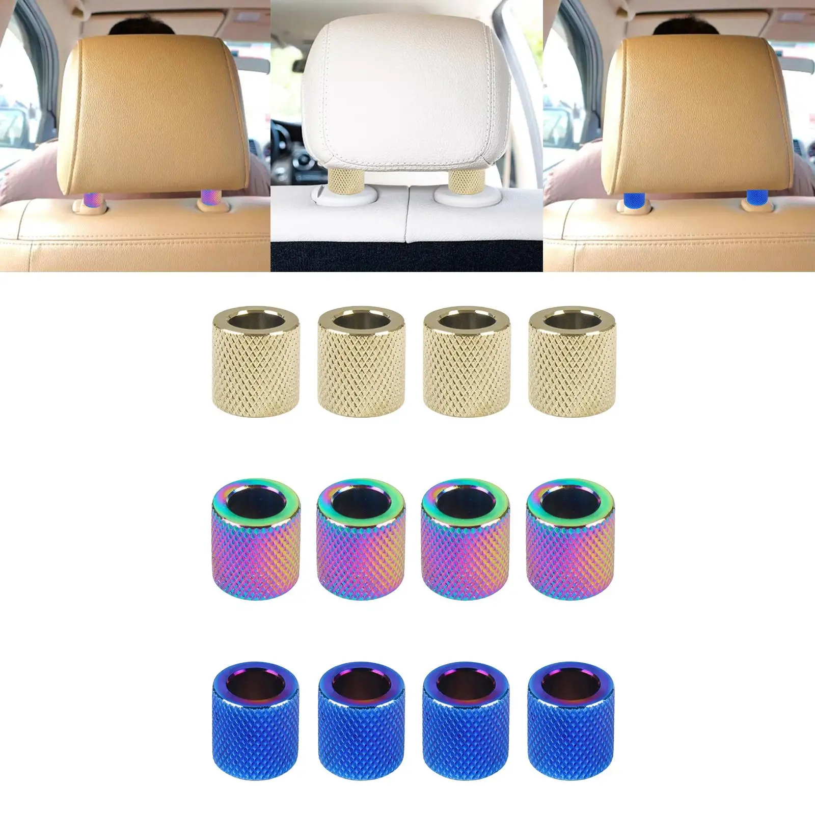 4 Pieces Car Headrest Collars Charms Fit for Car Car Glam Easy Installation