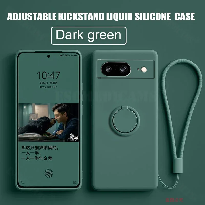 Premium Silicone Phone Case with 360° Ring Stand and Lens Protection
