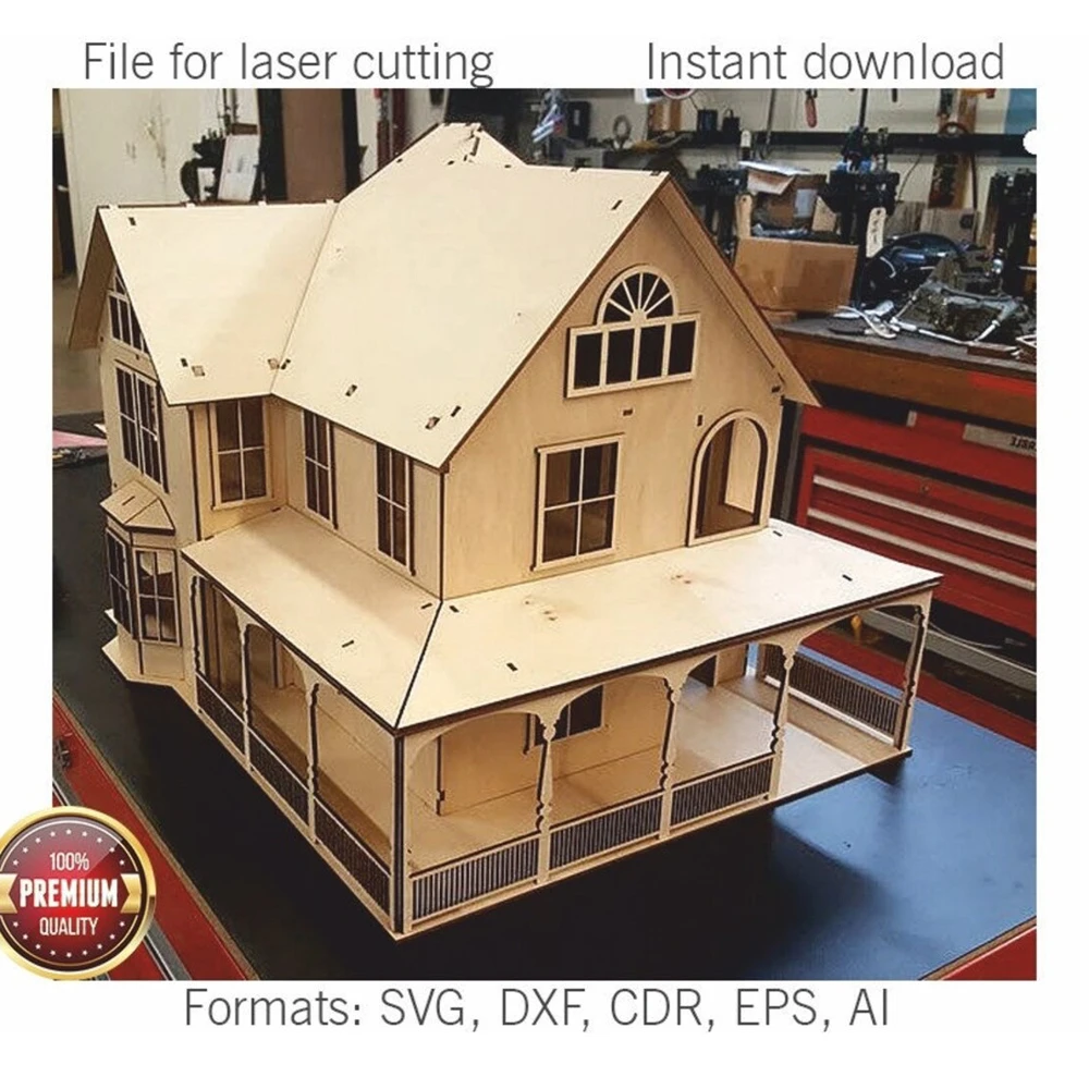 3D Puzzle ToyBeautiful House Template CNC Laser Cut Files SVG DXF CDR EPS AI Vector Plans for CNC Pattern Laser Cut Wood Models pellet mill for sale