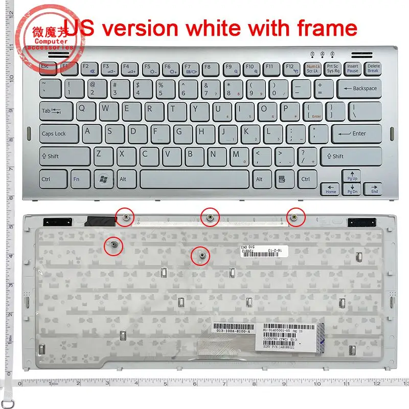 Teclado en inglés para ordenador portátil, SR16 para SONY/S SR18/J SR18/Q VGN-SR1CW SR39D/J SR39D/Q SR3CW/B SR3S1 SR45H, diseño US, nuevo