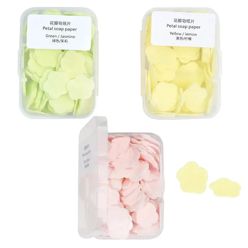 Portable soap paper Bath hand washing disposable soap slice mini flower travel scented petal handwashing 100 pcs/box disposable soap paper
