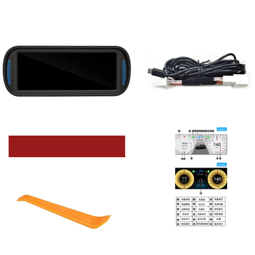 Pantalla IPS de 7 pulgadas para salpicadero de coche, pantalla de ABS, HUD Model 3 Y Model 3, Multimedia