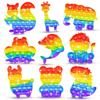 3Pcs Rainbow Pop Push Bubblle Fidget Anti Stress Relief Toys for Adult Children Special Needs Sensory Toys Interactive Toys