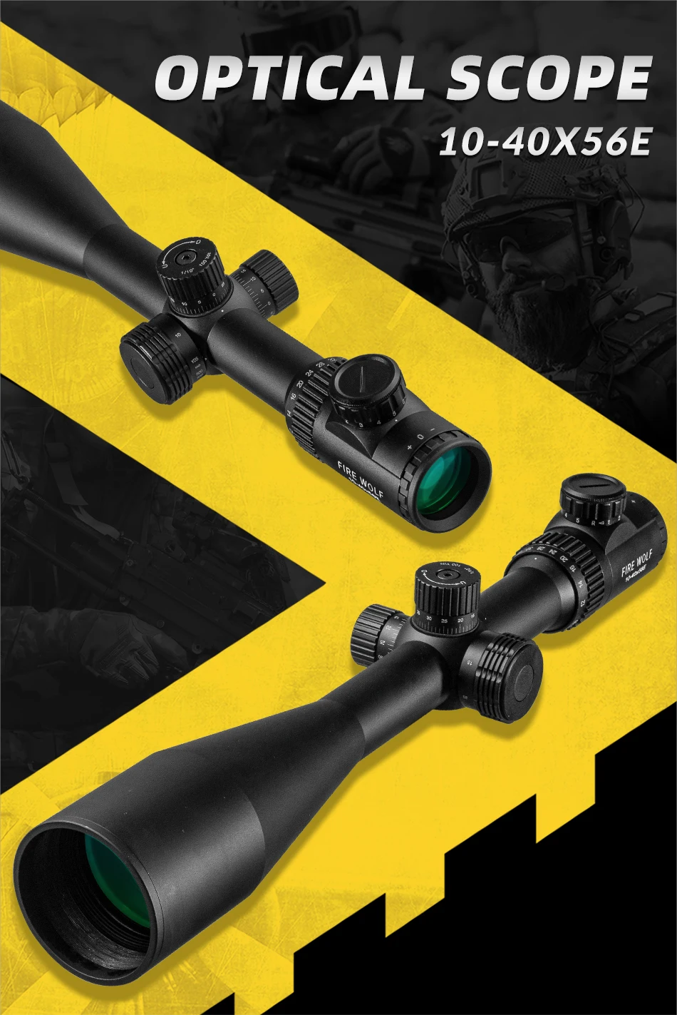 Description Picture 2 of itemFire wolf tactical 10-40X56 E Air Rifle Optics Red Dot Green High magnification Sniper Scope Riflescopes Hunting Scopes Sight