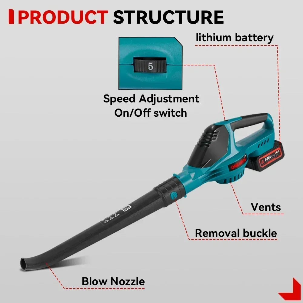 Air blower 5500W Brushless Electric Cordless Leaf Blower Leaves Snow Dust Cleaning Tool Fit Makita 18V Battery Pins