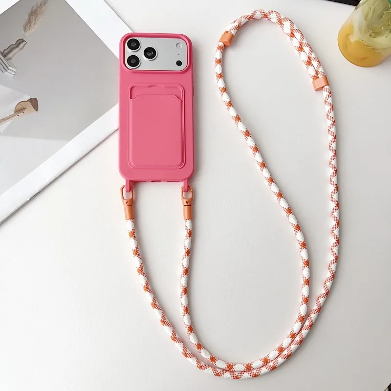 Stylish Shockproof Crossbody Lanyard Case with Card Holder and Soft Candy-Colored Design