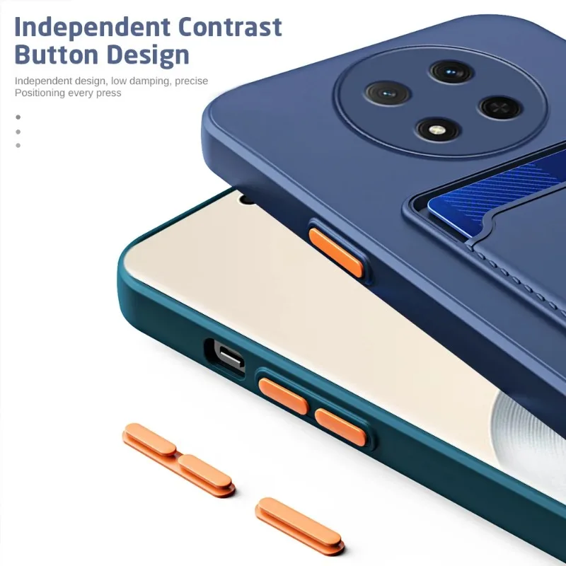 Premium Card Slot Wallet Shockproof Silicone Case - Matte Soft TPU Cover for Huawei Honor Magic Series