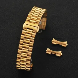 Premium Stainless Steel Watchband Replacement - Arc Interface Wristband Bracelet - 22mm (Gold)
