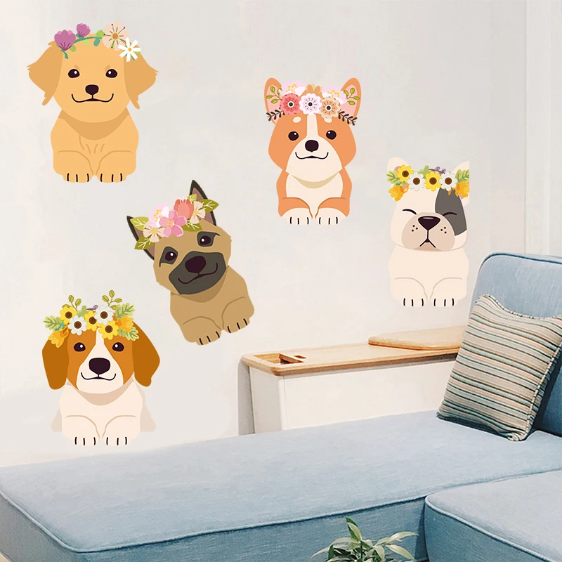 

dog cartoon animal Wall Stickers Children Baby Room Ceiling Roof Art Mural Home Decor Self Adhesive Floor Wall Decoration Poster