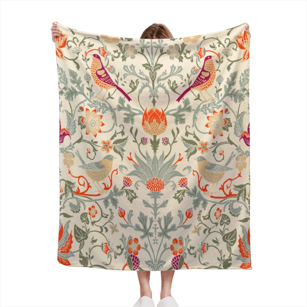 William Morris's Vintage Art Light Blanket Summer Blanket  Flannel Warm Throw Nap Knee Blankets Warm