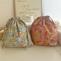 Sac de maquillage en coton, organisateur Portable, sous-vêtements de voyage, sacs à cordon de serrage, sacs pour maman imprimés de fleurs, sacs à cosmétiques 2