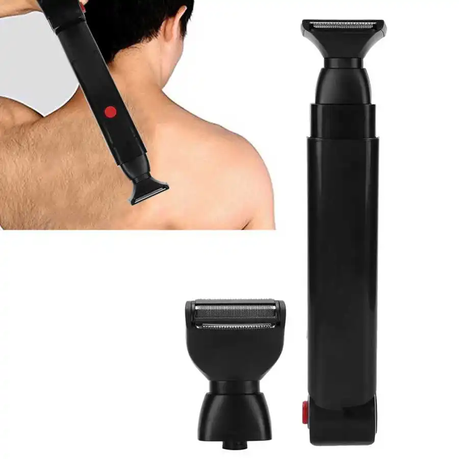 Electric Back Shaver 2 In 1 Facial Hair Trimmer Razor Rechargeable Foldable Handle Back Hair Removal Men Body Groomer htc at 030 4 in 1 women men rechargeable trimmer kit electric nose eyebrow sideburn trimmer hair removal body groomer