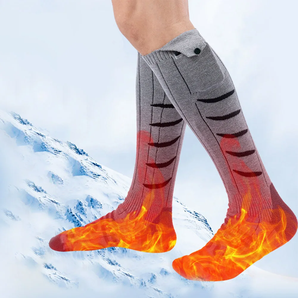 1 Pair Winter Warm Electric Heated Socks Thickening Ski Stockings Hiking Socks For Women Men Anti-Cold Outdoor Sports Stockings