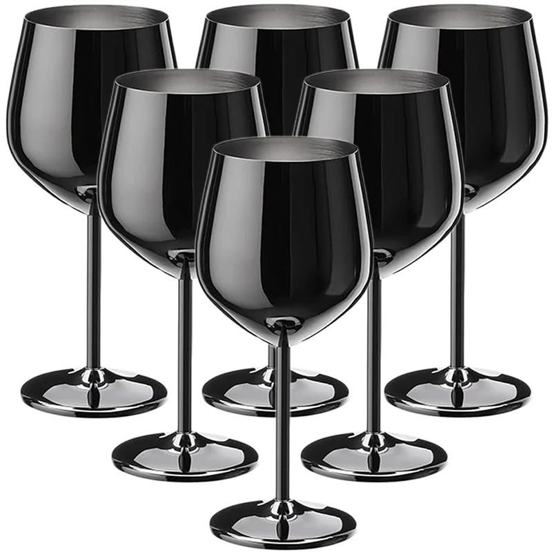 6PCS New Stainless Steel Glass Cocktail Creative Metal Wine Bar Restaurant Champagne Red Wine Glass Barware Cup