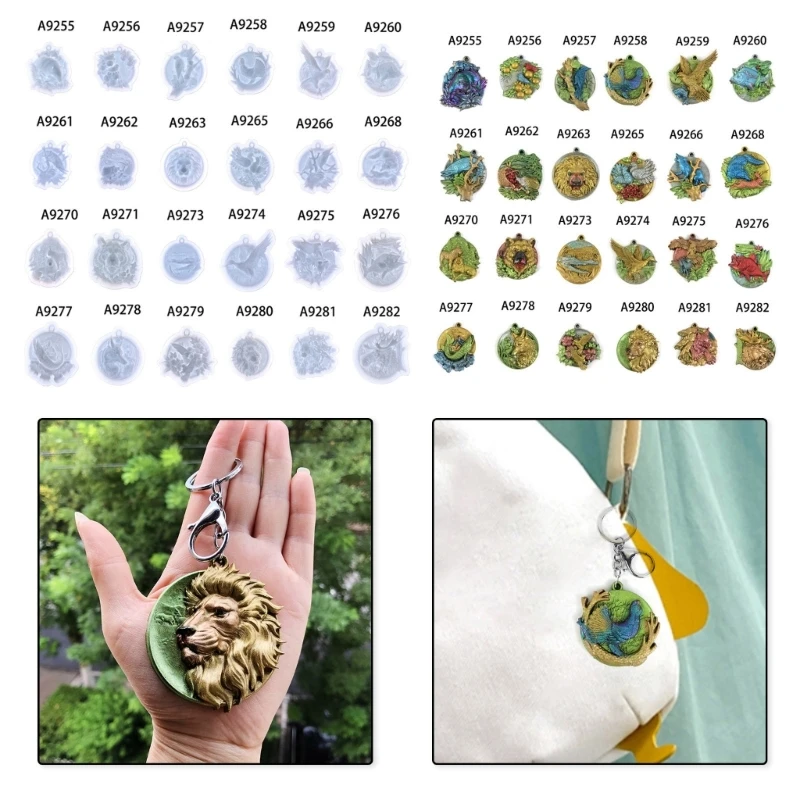 

Animal Shaped Keychain Moulds Resin Mold Pendant Molds Silicone Material for DIY