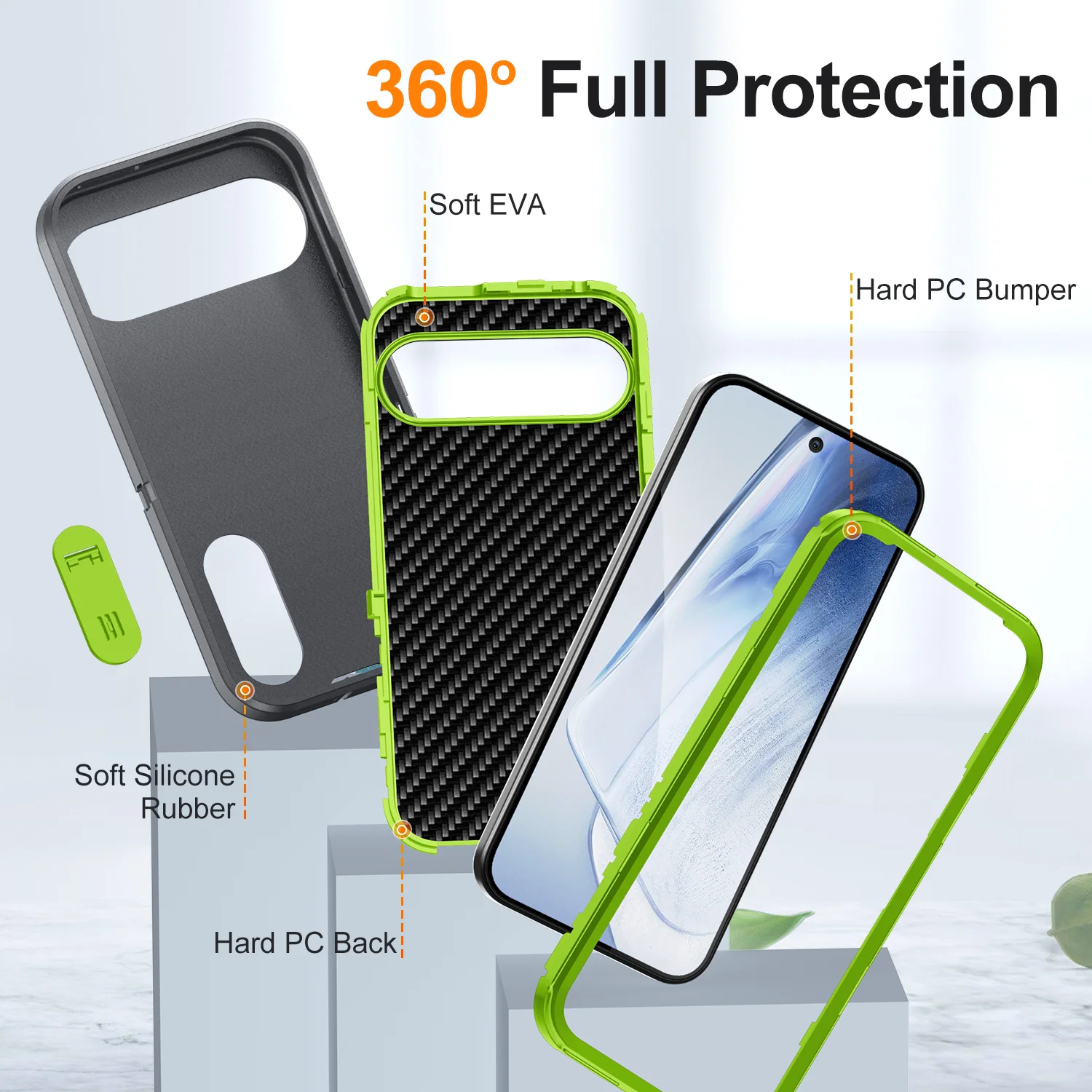 Ultimate Shockproof Hybrid Case with Hidden Stand Holder and Dual-Layer Bumper