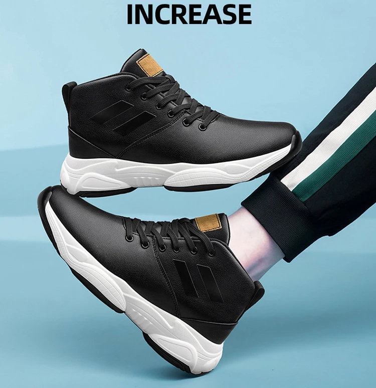 Sneakers Heightening Shoes Breathable Elevator Shoes Height Increase Shoes Leather Shoes Insoles 8CM Man Height Increasing Shoes