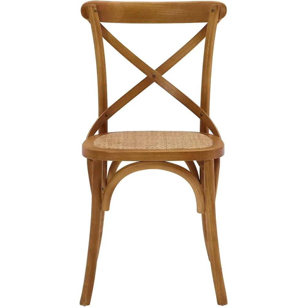 Gear Rustic Modern Farmhouse Elm Wood Rattan Dining Chair in Walnut 6